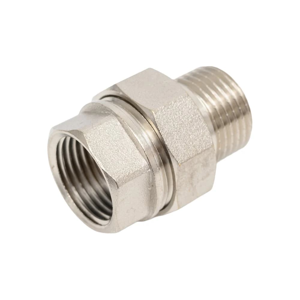 Соединитель латунь никель американка Ду15 (1/2") прямой ВР/НР SantechSystems. Артикул MM-001492