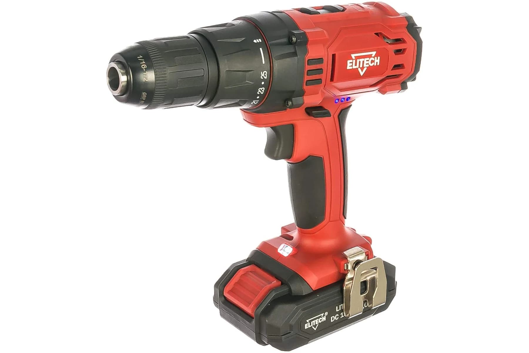 Дрель акк,18В,2х2.0Ач,Li-ion,БЗП-13мм ELITECH ДА 18СЛ2 (Е2201.006.01)0-350\1250об\м, 45Нм,1.6кг, чем. Артикул MM-001772