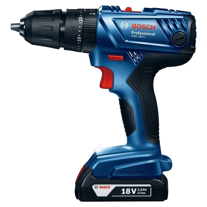 Ударная дрель-шуруповёрт Bosch GSB 180-LI, 2 А·ч, с двумя аккумуляторами. Артикул MM-001816