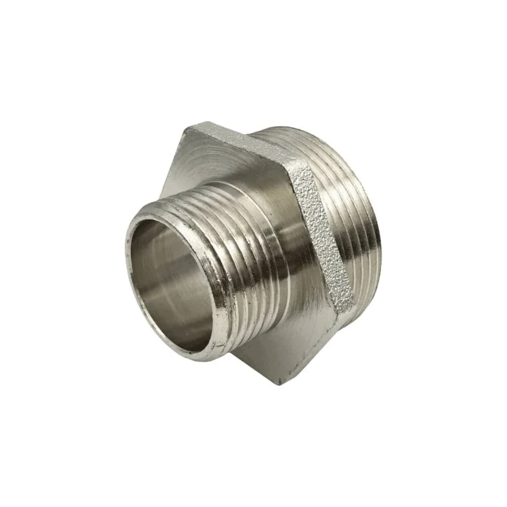 Ниппель латунный переходной SantechSystems DN20×15, НР, никелированный. Артикул MM-001840